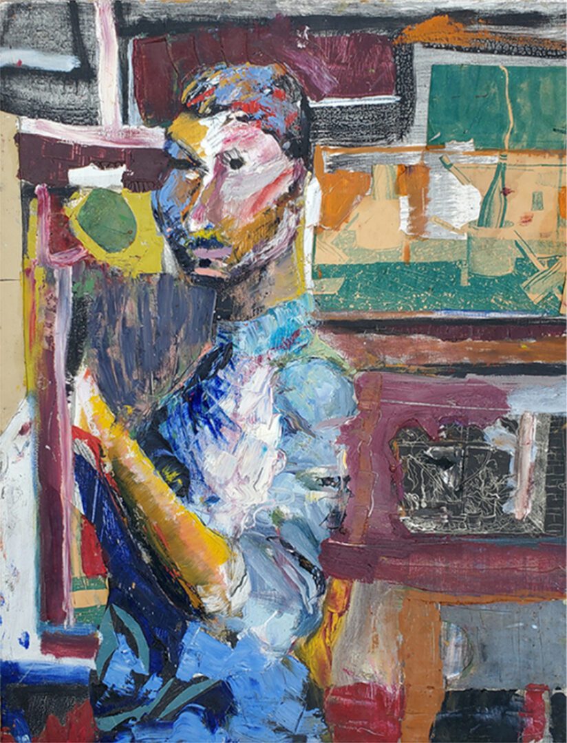 Colorful abstract art with a human figure